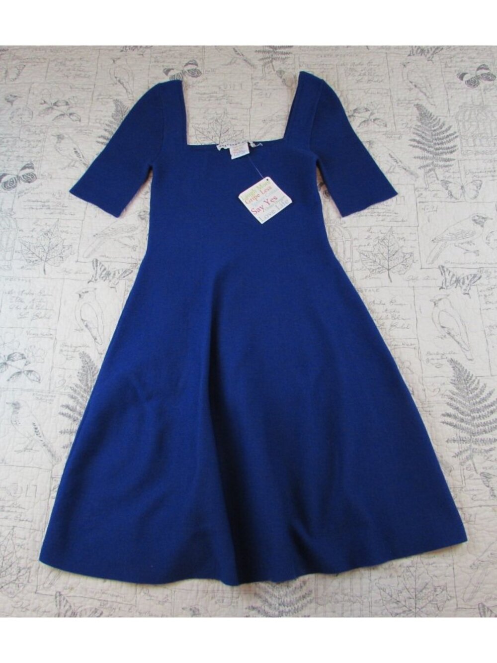 NEW! GRETCHEN SCOTT Senorita Knit Tencel Deep Square Neck Fit Flare Dress S